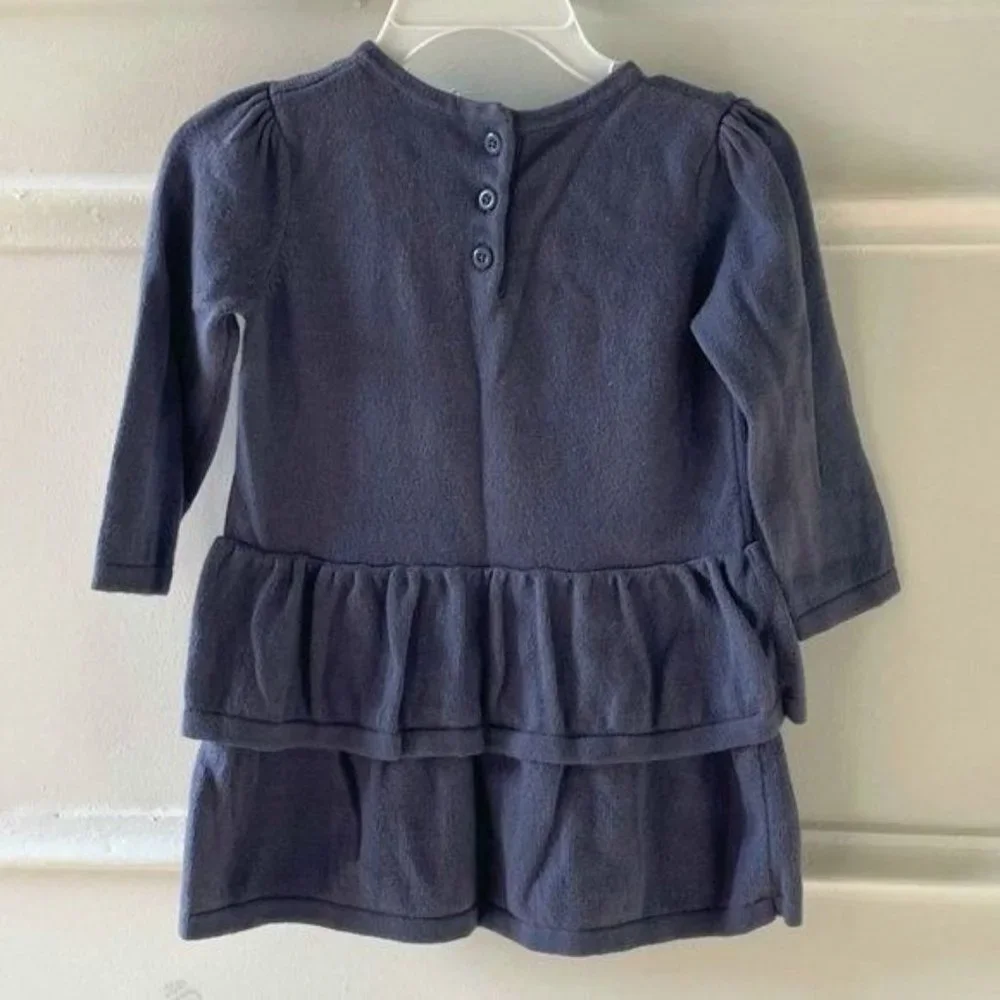 Gymboree Gray Knit Toddler Baby Dress 6-12M Pink Deer Applique